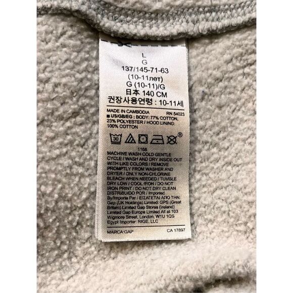 Gap Arch Logo Hoodie w Pocket Mountain Snow Cap Trees Grey Boys Medium Size 10 - Picture 7 of 8